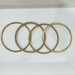 Set of 4 J Crew Bracelets - Gold Stacking Bangle Bracelet